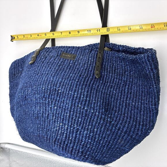 Clare V Kenya Blue Woven Straw Bag Purse Tote Coastal Preppy Tomato Girl - Picture 9 of 9